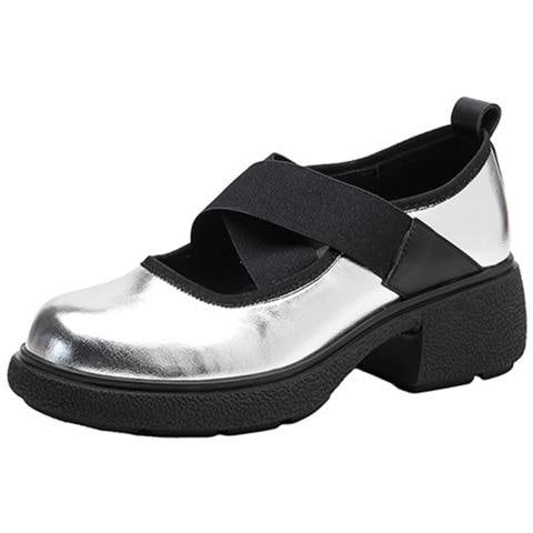 Scarpe Mary Jane Con Tacco Chunky Retro: Comode, Eleganti E Versatili Silver 37 - Foto 1