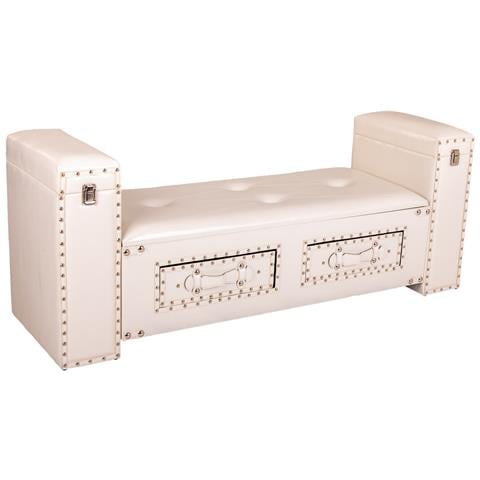 Sgabello In Similpelle Bianca 130x40x52h - Foto 1