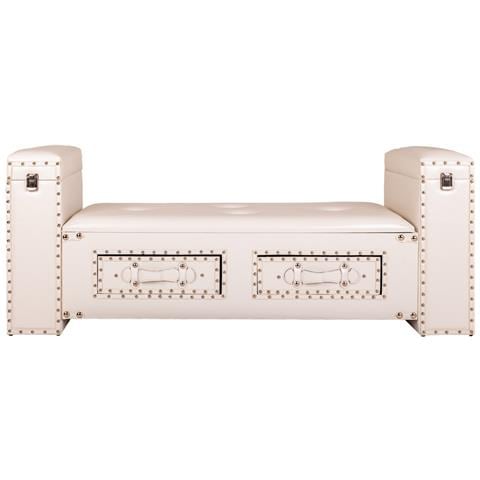 Sgabello In Similpelle Bianca 130x40x52h - Foto 2