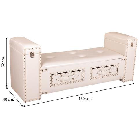 Sgabello In Similpelle Bianca 130x40x52h - Foto 8