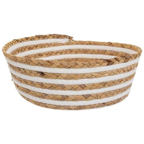 Cesto In Fibra Naturale E Cotone Marrone D28x10,5 - Foto 1