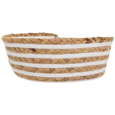 Cesto In Fibra Naturale E Cotone Marrone D28x10,5 - Foto 2