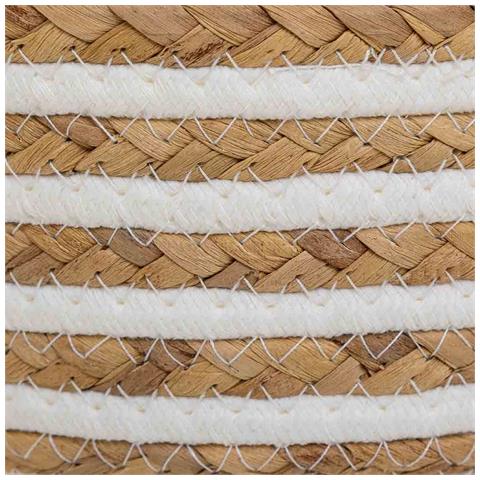 Cesto In Fibra Naturale E Cotone Marrone D28x10,5 - Foto 4