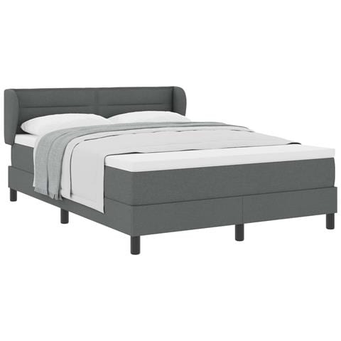 Letto a molle con materasso Grigio scuro 160 x 200 cm Tessuto - Foto 1