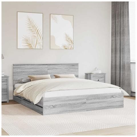 Struttura del letto con cassetto Grigio Sonoma 180 x 200 cm - Foto 2