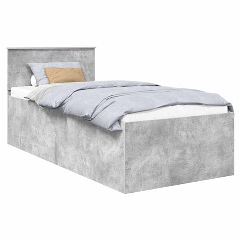 Struttura del letto con testiera Grigio cemento 90 x 190 cm - Foto 1