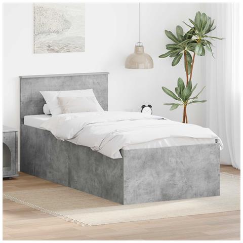Struttura del letto con testiera Grigio cemento 90 x 190 cm - Foto 2