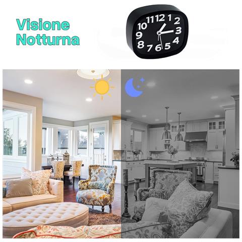 Sveglia Con Telecamera Spia 1080p Wifi, Rilevamento Movimento, Visione Notturna, Microfono, Visione Da Cellulare Ios /android App Tuya Monitoraggio Casa /ufficio (c6) - Foto 4