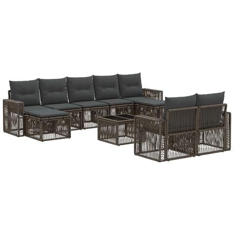 Set Divano da Giardino 10 pcs Grigio e Grigio Scuro polyrattan - Foto 1