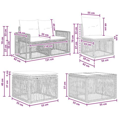 Set Divano da Giardino 10 pcs Grigio e Grigio Scuro polyrattan - Foto 9