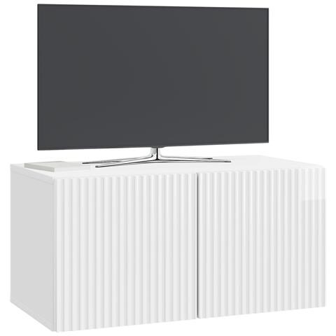 Mobile Porta TV da Muro Bianco Lucido 59,5 x 31 x 30 cm - Foto 2