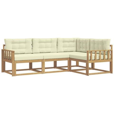 Set di divani da esterno 3 pcs Bianco e Crema Poliestere - Foto 1