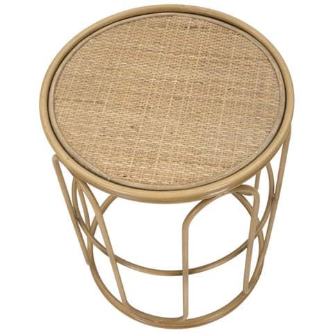Tavolino Rotondo Samui In Ferro E Rattan — Ø 40x55 Cm - Foto 2