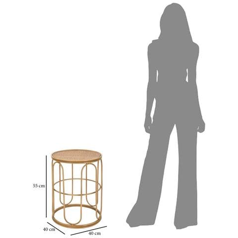 Tavolino Rotondo Samui In Ferro E Rattan — Ø 40x55 Cm - Foto 6