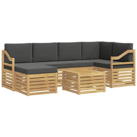 Set di divani da esterno 7 pcs Bianco e Antracite Poliestere - Foto 1