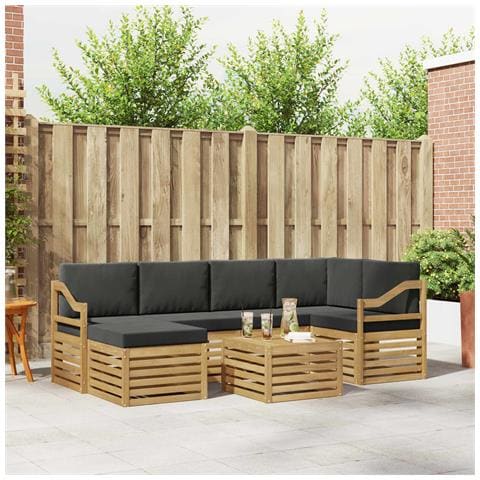 Set di divani da esterno 7 pcs Bianco e Antracite Poliestere - Foto 2