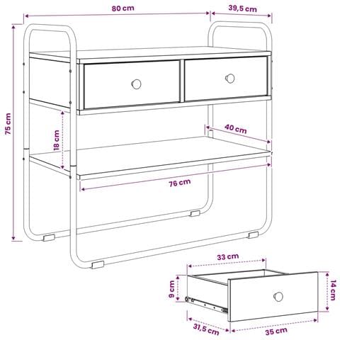 Tavolo consolle Legno antico 80 x 40 x 75 cm - Foto 9