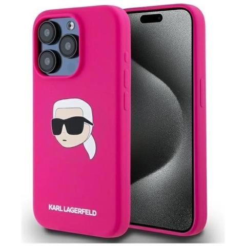 Custodia In Silicone Karl Lagerfeld Per Iphone 15 Pro Max (6.7) Con Magsafe - Fucsia - Foto 1