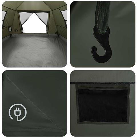 Tenda istantanea resistente all'acqua 4 persona Verde militare - Foto 9