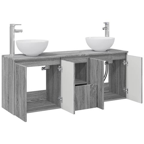 Set di Armadi da Bagno 3 pz Sonoma grigio 49,5 x 35 x 63 cm - Foto 2