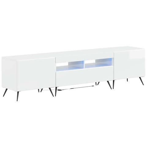 Mobile TV LED a 5 pezzi Bianco Lucido Legno ingegnerizzato - Foto 1