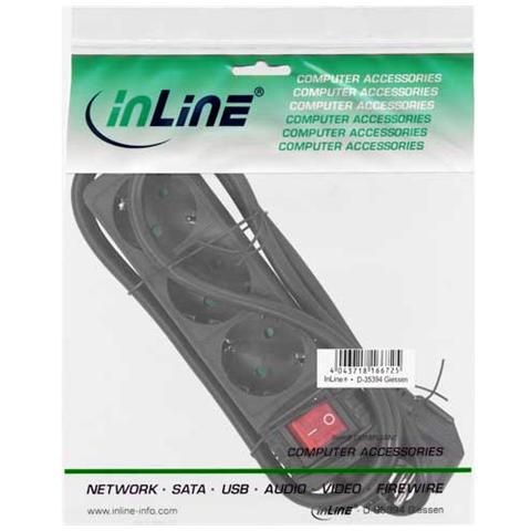 multipresa elettrica, 3x presa schu. ko, interruttore onoff e sicurezza bambini, plastica nera, cavo 1,5m, spina cee 77 - Foto 2