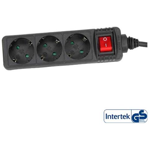 multipresa elettrica, 3x presa schu. ko, interruttore onoff e sicurezza bambini, plastica nera, cavo 1,5m, spina cee 77 - Foto 1