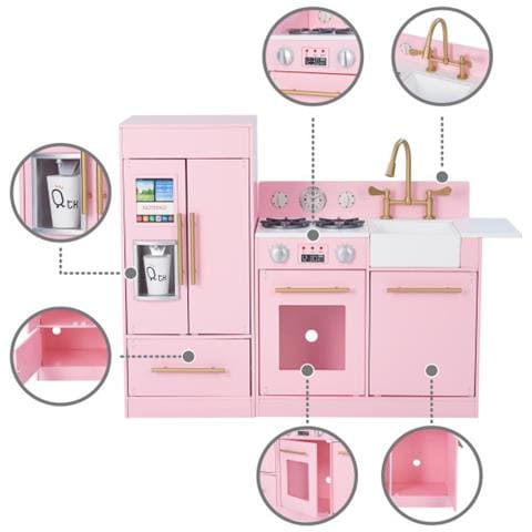 Rosa Cucina Per Bambini Legno Gioco Giocattolo Imitazione Teamson Kids Td-12302p - Foto 2