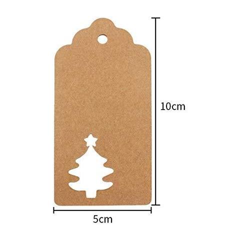 Brown Craft Tag 100 Pcs Hang Tag Carta Kraft Con 30 Metri Per Decorare Lalbero Il Lavoro Fatto A Mano (brown)  - Foto 2