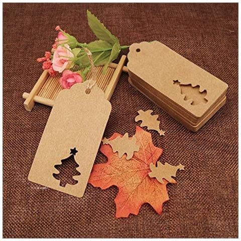 Brown Craft Tag 100 Pcs Hang Tag Carta Kraft Con 30 Metri Per Decorare Lalbero Il Lavoro Fatto A Mano (brown)  - Foto 4