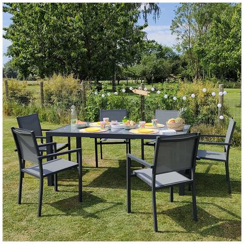 Set Di Mobili Da Giardino Allungabili In Textilene Grigio Firenze 8 Posti - Alluminio Antracite - Foto 13