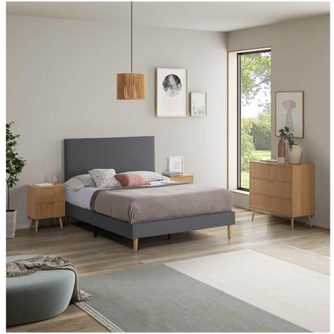 Testiera Aura Rivestita In Tessuto Grigio Scuro 150x60 Cm - Foto 5