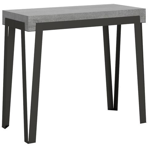 Consolle Allungabile 90x40/300 Cm Rio Telaio Antracite - Cemento - Foto 6