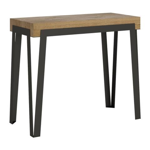 Consolle Allungabile 90x40/300 Cm Rio Telaio Antracite - Cemento - Foto 1