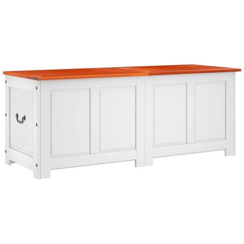 Cassapanca Con Coperchio Marrone E Bianco Legno Massello Acacia - Foto 2