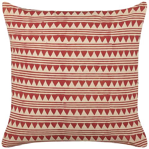 Cuscino Decorativo Deglupta Cotone 45 X 45 Cm Geometrico Stampa A Blocchi Rosso - Foto 2