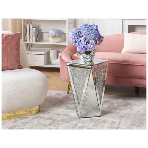 Tavolino Da Caffè Vetro Argento 30 X 30 Luxey - Foto 1