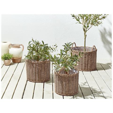 Set Di 3 Vasi Per Piante Pendula 33/37/45 Cm Naturale - Foto 1