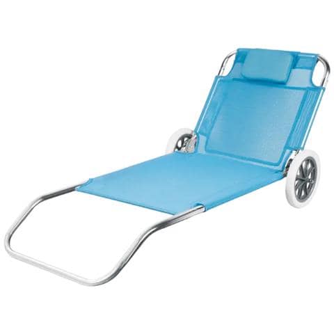 Spiaggina Carrello Pieghevole In Acciaio Con Ruote E Poggiatesta - Foto 2