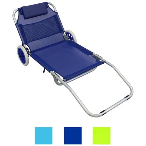 Spiaggina Carrello Pieghevole In Acciaio Con Ruote E Poggiatesta - Foto 1