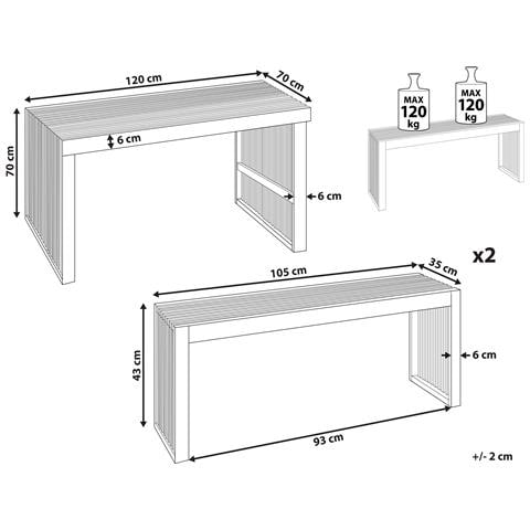 Set Da Giardino Con 1 Tavolo E 2 Panche Legno Di Acacia Chiaro Bellano - Foto 7