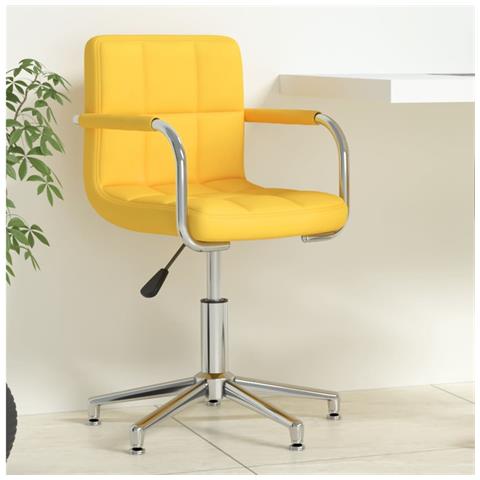 Sedia Da Ufficio Girevole Giallo Senape In Tessuto - Foto 1