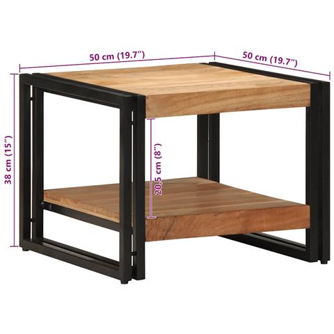 Tavolino da Salotto 50x50x38 cm Legno Massello di Acacia - Foto 9