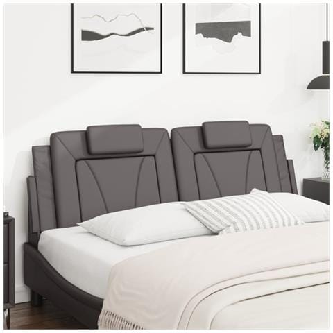 Cuscino Testiera Grigio 160 Cm In Similpelle - Foto 3