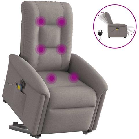 Poltrona Alzapersona Massaggiante Elettrica Tortora In Tessuto - Foto 1