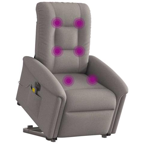 Poltrona Alzapersona Massaggiante Elettrica Tortora In Tessuto - Foto 2