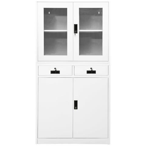 Lusso Casadino -  Armadio Per Ufficio Bianco 90x40x180 Cm In Acciaio E Vetro - Foto 1