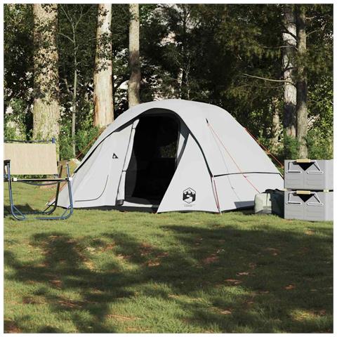 Tenda Campeggio a Cabina 4 Persone Bianca Tessuto Impermeabile - Foto 1