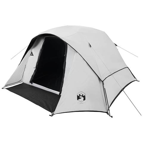 Tenda Campeggio a Cabina 4 Persone Bianca Tessuto Impermeabile - Foto 2