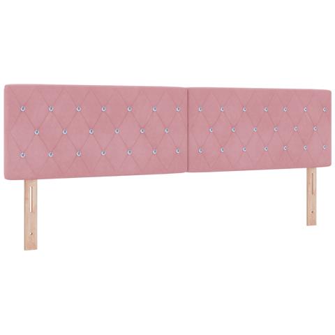 Testiera con bottoni in cristallo, tufted, rosa, 180 cm, velluto - Foto 1